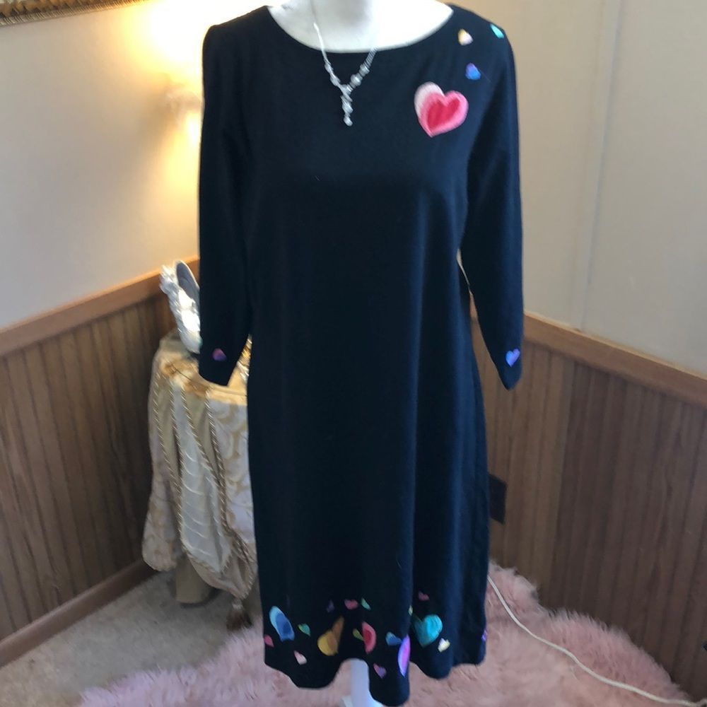 NWT Michael Simon Lite Valentines day dress with 3/4 sleeves & lots of hearts